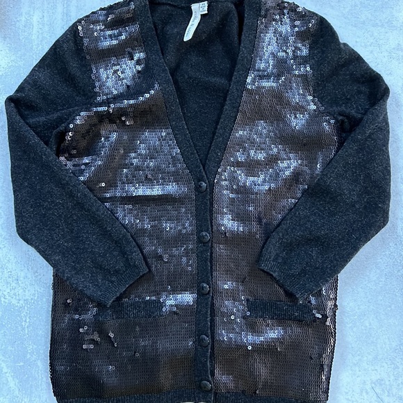Robbi & Nikki cashmere sequin cardigan black dark gray sz XS - Picture 6 of 6
